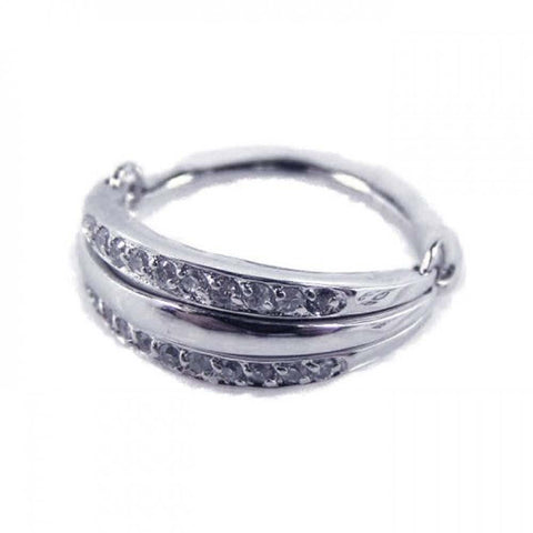 Sterling Silver Fancy Movable Ring Inlaid with Clear Czs