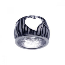 Load image into Gallery viewer, Sterling Silver Zebra Print with Centered Heart Design Fashionable Wide Band Ring