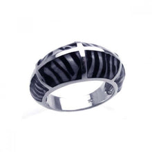 Load image into Gallery viewer, Sterling Silver Zebra Print Design Fashionable Domed Band Ring