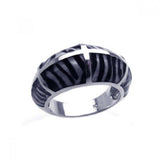 Sterling Silver Zebra Print Design Fashionable Domed Band Ring