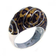 Load image into Gallery viewer, Sterling Silver Fancy Leopard Print with Circle Pattern Design Domed Band Ring