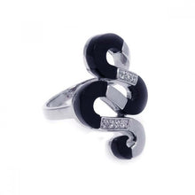 Load image into Gallery viewer, Sterling Silver Snake Design with Black Onyx and Clear Czs Ring