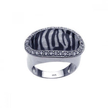 Load image into Gallery viewer, Sterling Silver Fancy Zebra Print Design Inlaid with Clear Czs Ring