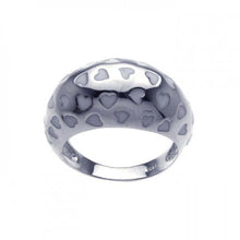 Load image into Gallery viewer, Sterling Silver Multi White Enamel Heart Design Dome Band Ring