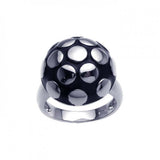 Sterling Silver Fancy Black Enamel Mushroom Design Ring