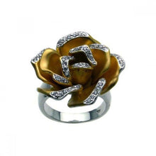 Load image into Gallery viewer, Sterling Silver Two-Toned Fancy Rose Design Inlaid with Clear Czs