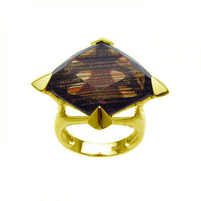 Sterling Silver Classy Diamond Shaped Champagne Cz Ring