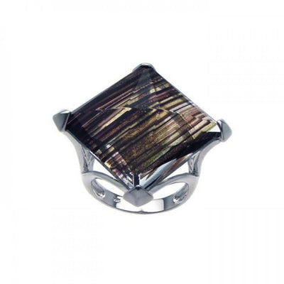 Sterling Silver Classy Diamond Shaped Sandstone Ring