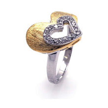Load image into Gallery viewer, Sterling Silver Two-Toned Open Heart Design Inlaid with Clear Czs Ring