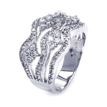 Load image into Gallery viewer, Sterling Silver Elegant Wave Design Inlaid with Micro Paved Clear Czs Ring