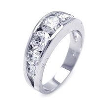 Load image into Gallery viewer, Sterling Silver Classy Band Ring Set with Graduated Clear Czs