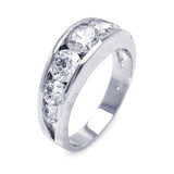 Sterling Silver Classy Band Ring Set with Graduated Clear Czs