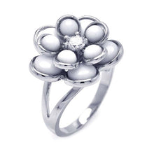 Load image into Gallery viewer, Sterling Silver Fancy Flower Design Set with White Stone and Centered Clear Cz Ring