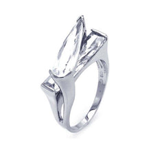 Load image into Gallery viewer, Sterling Silver Fancy Band Ring Set with Teardrop and Straight Baguette Clear Cz