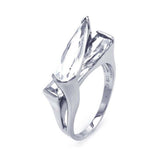 Sterling Silver Fancy Band Ring Set with Teardrop and Straight Baguette Clear Cz