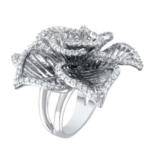 Load image into Gallery viewer, Sterling Silver Two-Toned Fancy Flower Design Inlaid with Clear Czs Ring