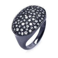 Load image into Gallery viewer, Sterling Silver Black Rhodium Plated Oval Design Inlaid with Micro Paved Clear Czs Ring