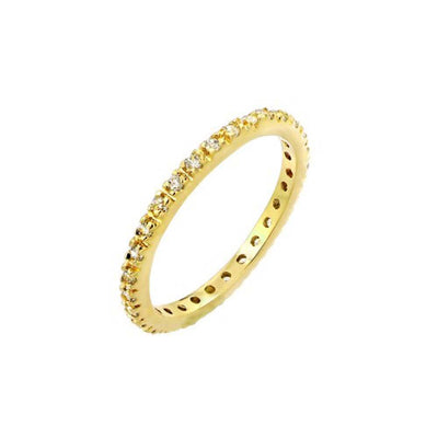 Sterling Silver Nickel Free Gold Plated Clear CZ Inlay Eternity RingAnd Width 1mmAnd Dimensions 2mm