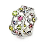 Sterling Silver Rhodium Plated Multi Colored CZ Eternity Ring