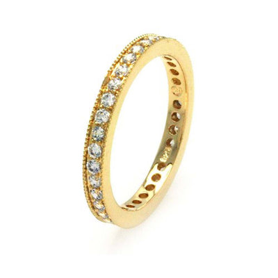 Sterling Silver Nickel Free Gold Plated Clear Channel Set CZ Stackable Eternity RingAnd Dimensions 2mmAnd Width 1mm