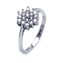 Load image into Gallery viewer, Sterling Silver Small Clear Czs Cluster Flower Design Ring