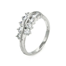 Load image into Gallery viewer, Sterling Silver Fancy Band Ring Set with Round Cut Clear Czs