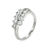 Sterling Silver Fancy Band Ring Set with Round Cut Clear Czs