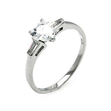 Load image into Gallery viewer, Sterling Silver Trendy Solitaire Heart Cut Clear Cz with Tapered Baguette Clear Czs RingAnd Stone Size: 7MMx6MM