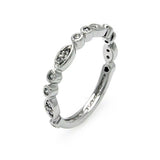 Sterling Silver Fancy Band Ring with Clear Czs Marquise and Round Shaped DesignAnd Ring Width of 2.9MM