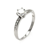 Sterling Silver Elegant Solitaire Round Cut Clear Cz Bridal Ring with Ring Dimensions of 18MMx5MM