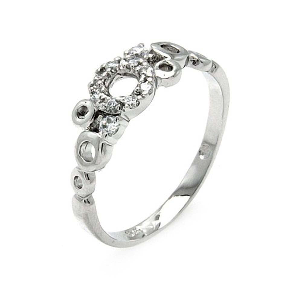 Sterling Silver Fancy Multi Open Bubble Design Inlaid with Clear Czs RingAnd Ring Dimensions of 18MMx3MMAnd Ring Width: 6MM