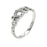 Sterling Silver Fancy Multi Open Bubble Design Inlaid with Clear Czs RingAnd Ring Dimensions of 18MMx3MMAnd Ring Width: 6MM