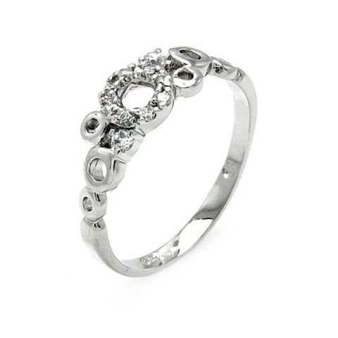 Sterling Silver Fancy Multi Open Bubble Design Inlaid with Clear Czs RingAnd Ring Dimensions of 18MMx3MMAnd Ring Width: 6MM