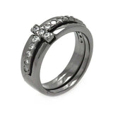 Sterling Silver Black Rhodium Plated Fancy Paved Cross Design Ring with Ring Dimensions of 19MMx3MMAnd Band Width: 6.5MM