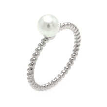 Load image into Gallery viewer, Sterling Silver Twisted Rope Band Ring with Centered White PearlAnd Ring Dimensions of 6MMx8MMAnd Pearl Size: 5.8MM
