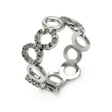 Sterling Silver Fancy Multi Open Bubble Design Inlaid with Clear Czs Eternity Band RingAnd Band Width of 9.4MM