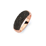 Sterling Silver Two-Toned Micro Paved Black Czs Domed Band Ring