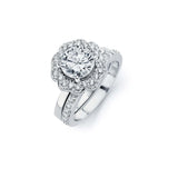 Sterling Silver Rhodium Plated Clear CZ Flower Engagement Ring Set