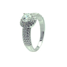Load image into Gallery viewer, Sterling Silver Rhodium Plated Clear Micro Pave Set CZ Round Bridal Ring