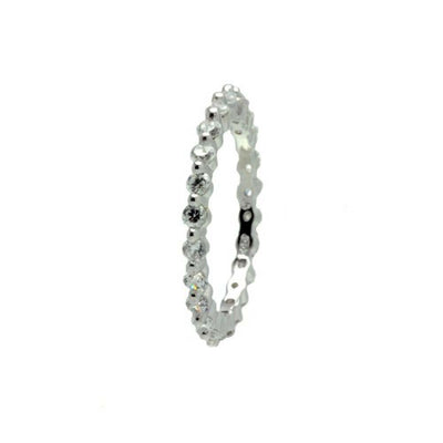 Sterling Silver Nickel Free Rhodium Plated Clear CZ Stackable  Eternity RingAnd Width 1mmAnd Dimensions 3mm