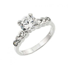 Load image into Gallery viewer, Sterling Silver Rhodium Plated Clear Round Center CZ Bridal Ring