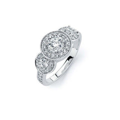 Sterling Silver Rhodium Plated  3 Set Round Clear CZ Bridal Ring
