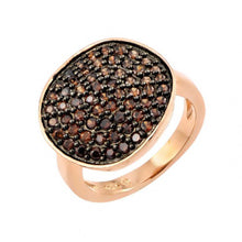 Load image into Gallery viewer, Sterling Silver Nickel Free Black Rhodium And Rose Gold Plated Colored Pave Set Flat Disc Shaped Ladies Rings With Peridot CZ StonesAnd Width 1mm