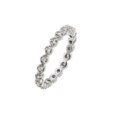Sterling Silver Rhodium Plated Clear CZ Stackable Eternity RingAnd Width 1mmAnd Dimensions 2mm