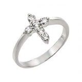 Sterling Silver Modern Cross Design Inlaid with Clear Czs RingAnd Ring Dimensions of 12.1MMx9.6MM