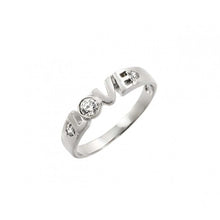 Load image into Gallery viewer, Sterling Silver Fancy Word  LOVE  Inlaid with Clear Czs RingAnd Band Width of 4.4MM