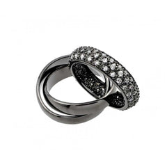Sterling Silver Black Rhodium Plated Clear Pave Set CZ Eternity Movable RingAnd Width 2mm