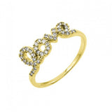 Sterling Silver Nickel Free Gold Plated Love Shaped Ladies Ring With CZ StonesAnd Width 1mm