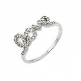 Sterling Silver Rhodium Plated Love Shaped Ring With CZ Stones