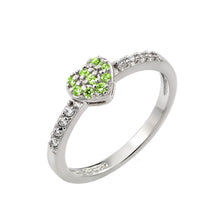 Load image into Gallery viewer, Sterling Silver Rhodium Plated Clear Inlay CZ August Birthstone Heart Ring
